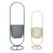 Hello Honey® Matte Gray & Sand Metal Floor Planter Set Hanging on Stands